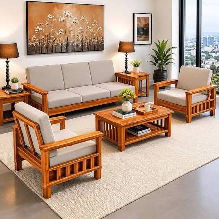 Wooden furniture in a modern interior